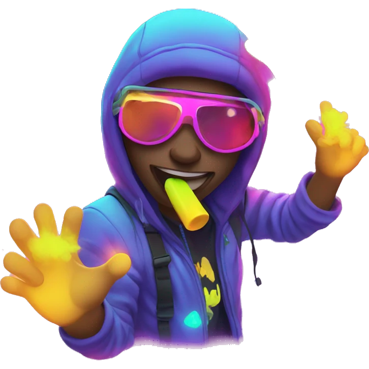 Rave party dancing neon smoking emoji