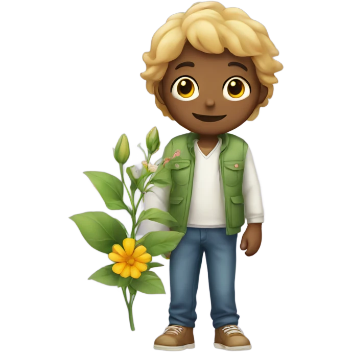 Boy with flower emoji