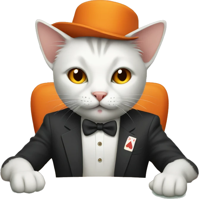 Cat playing poker orange emoji