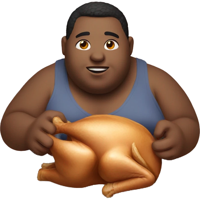 Obese person eating turkey  emoji