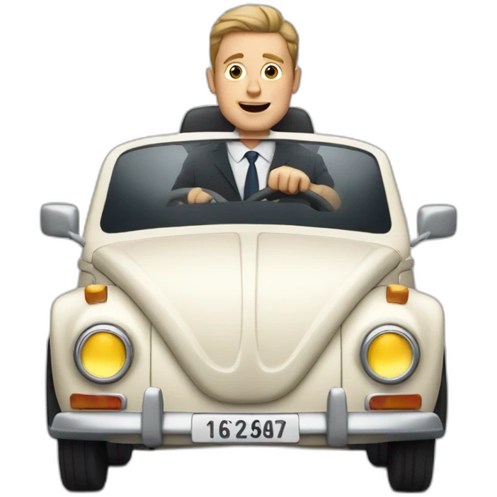 British man driving volkswagen emoji