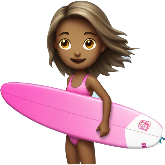 Girl surfer with pink surf board emoji