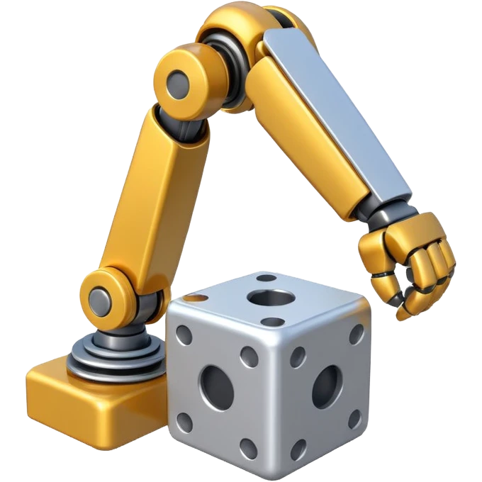 robot arm with cube emoji