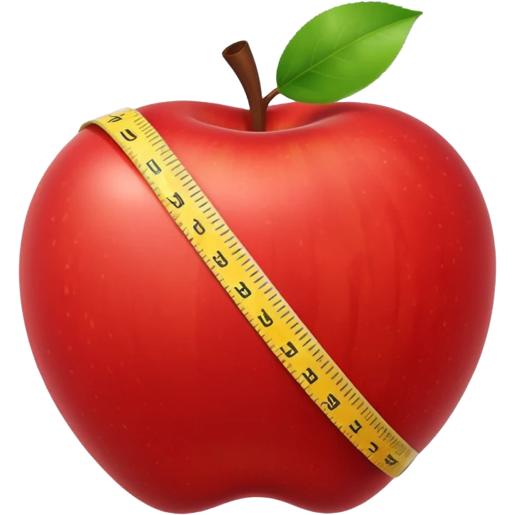 apple with a measuring tape emoji