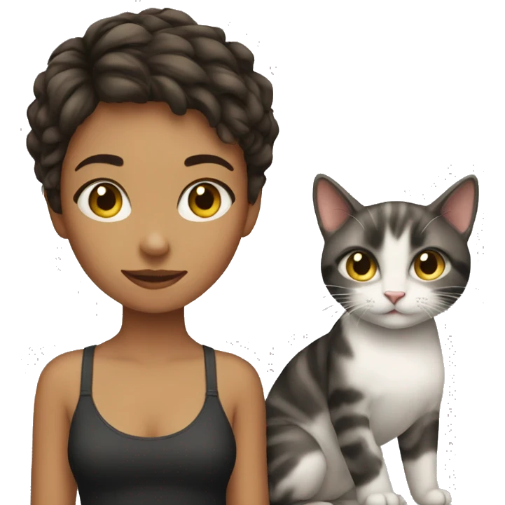 girl short hair with a cat emoji