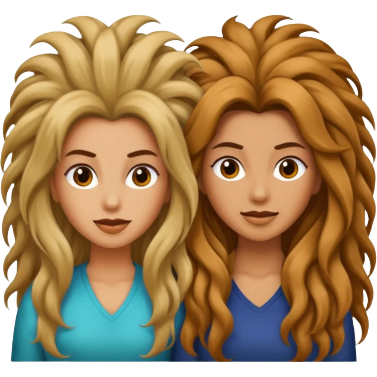 2 women with long crazy hair emoji