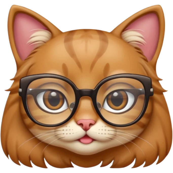 cute girl cat with really big square glasses with super thin frames emoji
