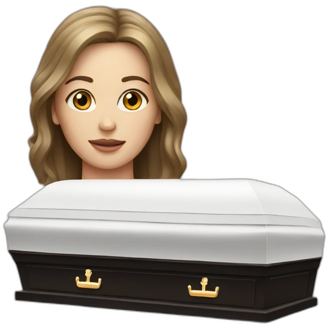 white brunette head next to a coffin emoji
