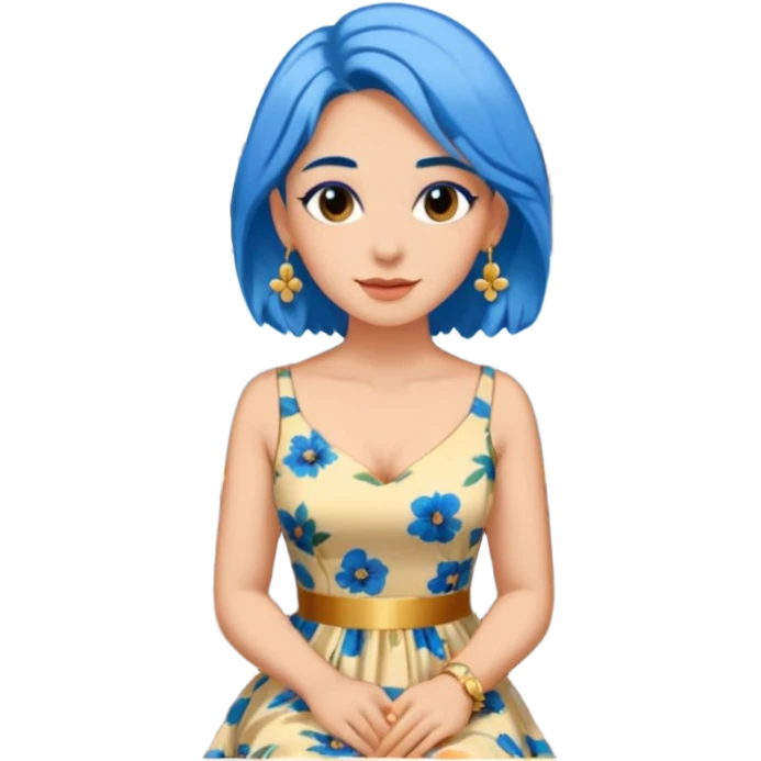 venice gondolier woman fat earring wearing blue hair emoji