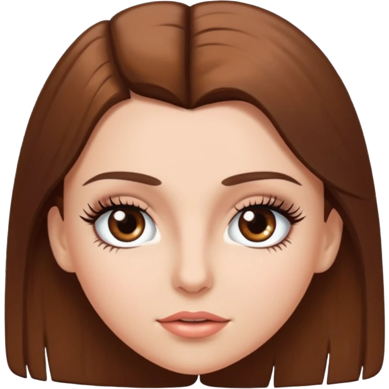 Chíca blanca pelo liso castaño con pestañas  emoji