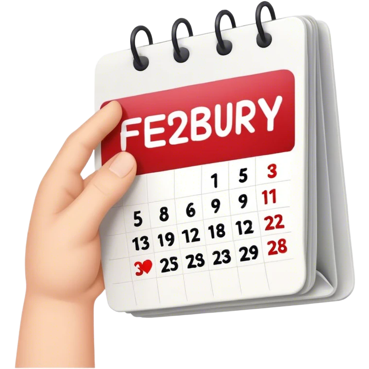 Flipping the calendar of February emoji
