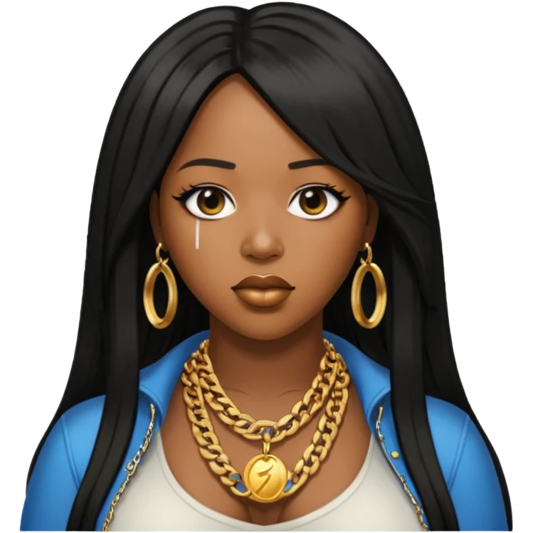 Remy Ma with black long hair emoji
