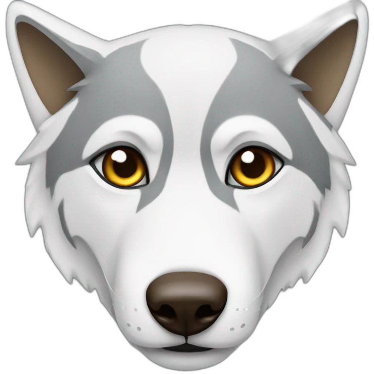 White and gray wolf with brown eyes emoji