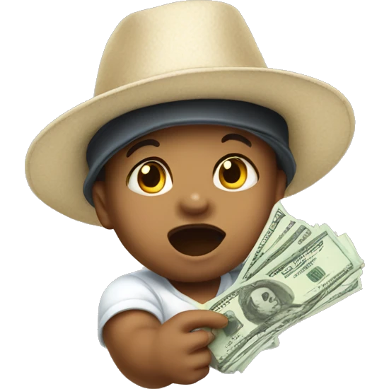 Baby in a hat throwing money emoji