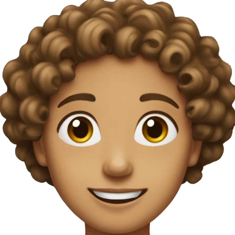 a happy woman with brown eyes and curly hears emoji
