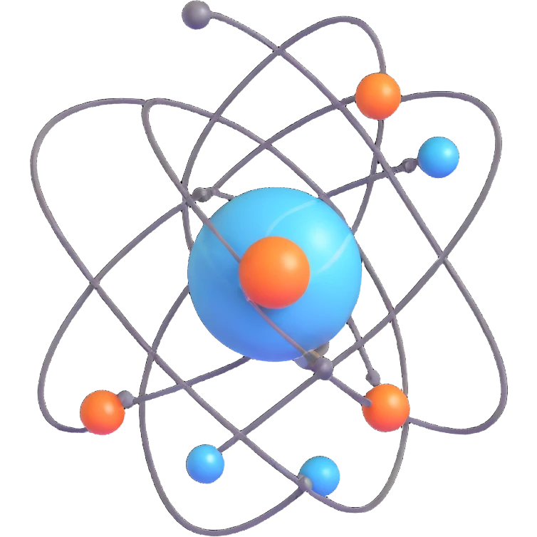atom with orbiting electrons representing physics emoji