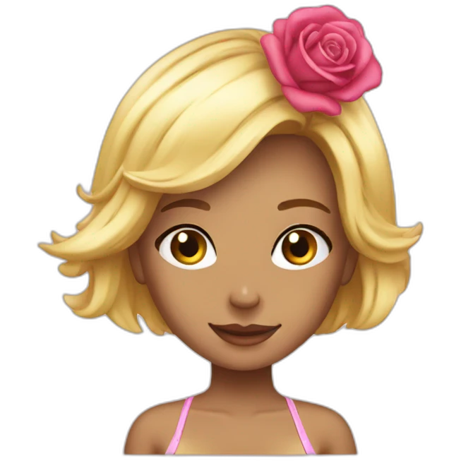 Girl blonde bikini rose emoji