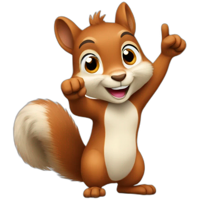 the squirrel shows ok with its paw the thumb is raised up emoji