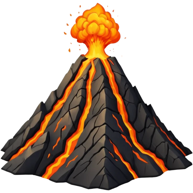 A volcano peak glowing with orange lava cracks. emoji