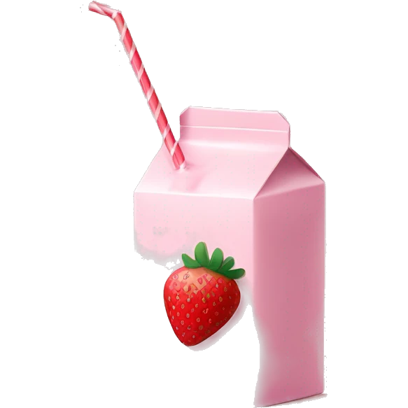 strawberry milk box with straw  emoji