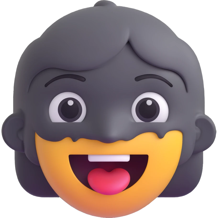 face with open mouth, darkened grey outline above the eye, no red freckles below the eyes, keep all other colors the same, 3D emoji style emoji