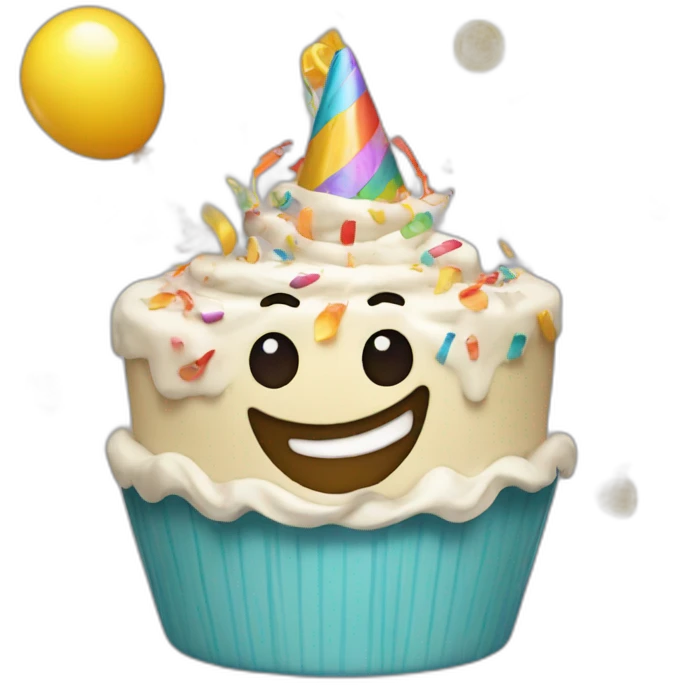 partying face, party popper, birthday cake emoji