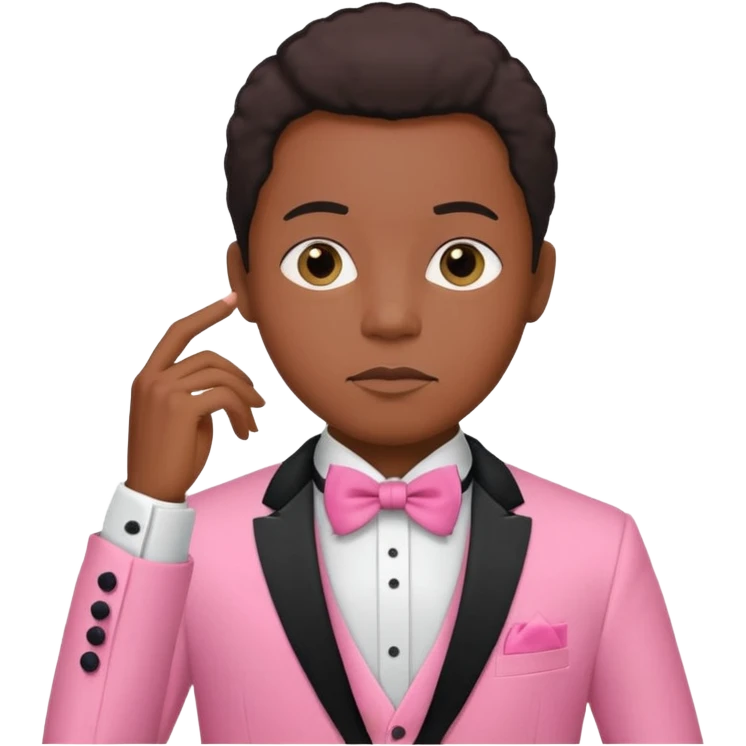 ambitious thinking about moneyemoji, black person, pink tuxedo emoji