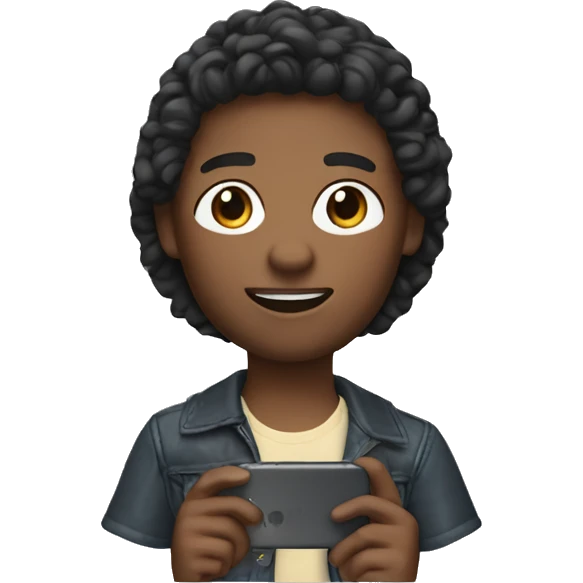 create memoji with a boy that have phone case in the hand  emoji