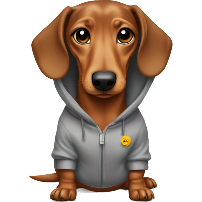Dachshund wearing a hoodie emoji