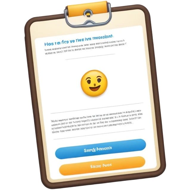 single flyer page with a bold header, small image box, and text lines. emoji