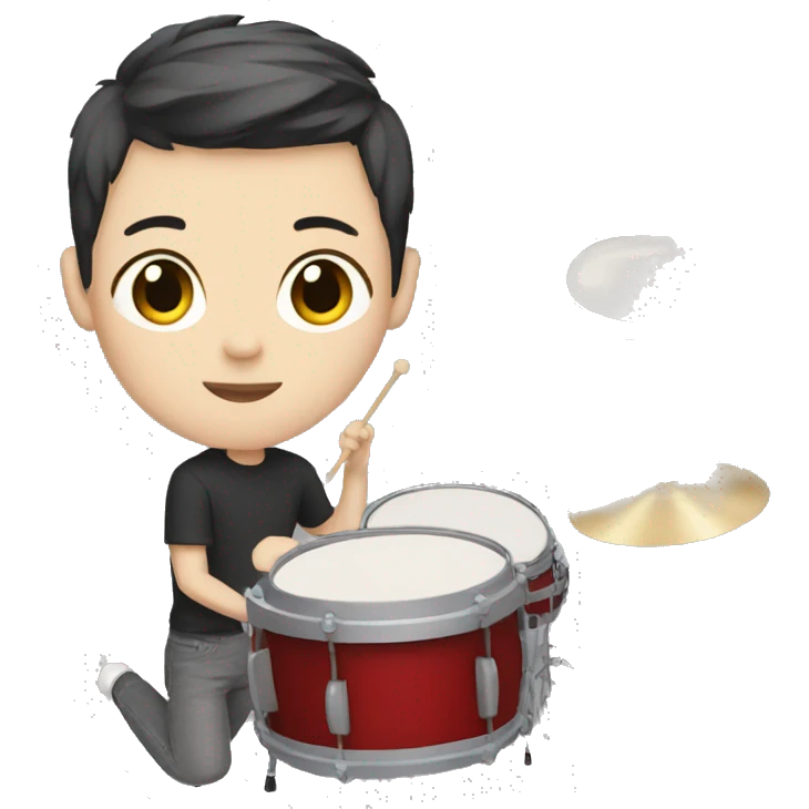teenager with white skin and short hair playing drums emoji