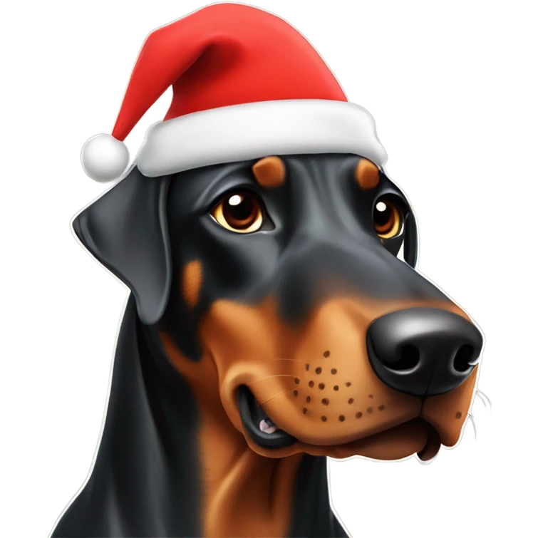 Doberman in santa hat emoji