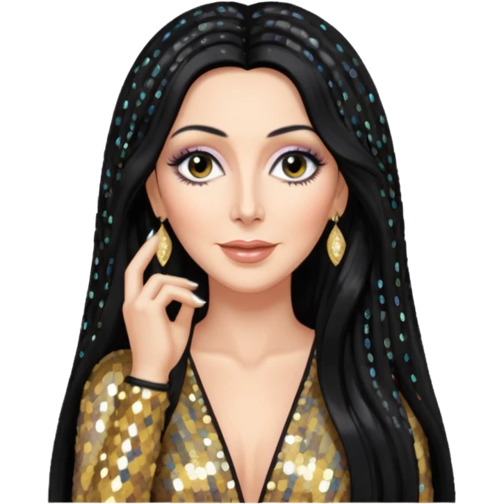 Cher with long black hair emoji