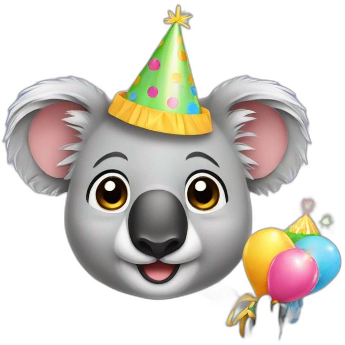 Koala with birthday hat emoji