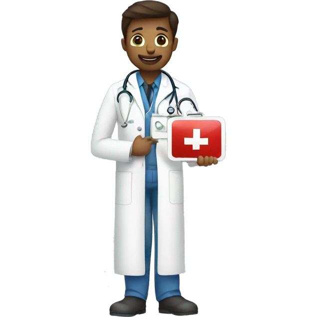 Doctor holding a signage saying “please put me in the ER PM shift” emoji