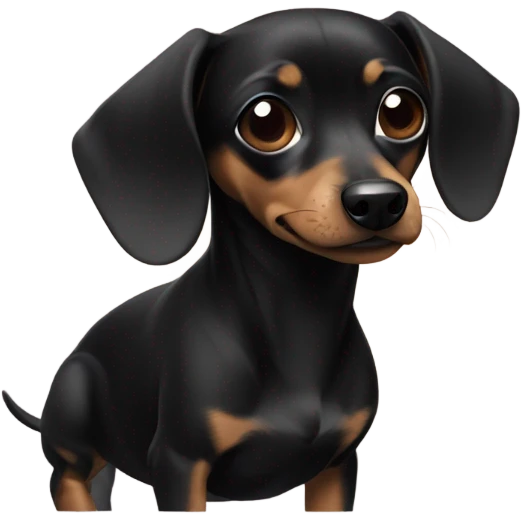 Little all black chiweenie and one ear up and one ear down  emoji