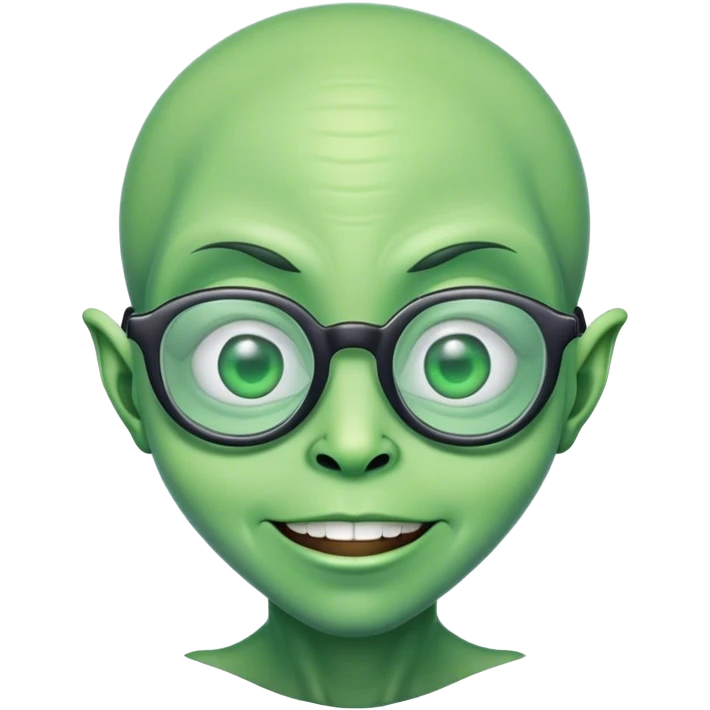 alien with a side smile with eyeglasses emoji
