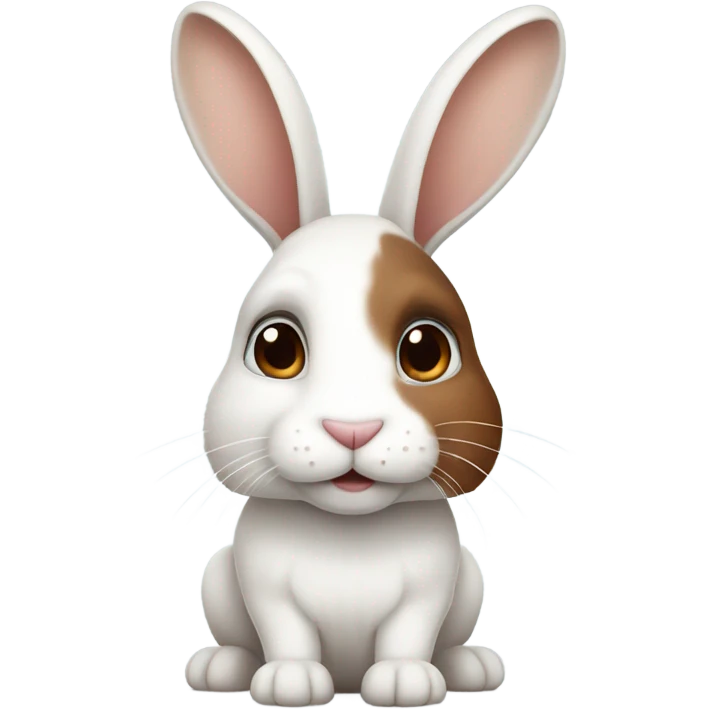 A white bunny with brown mark and brown ears  emoji