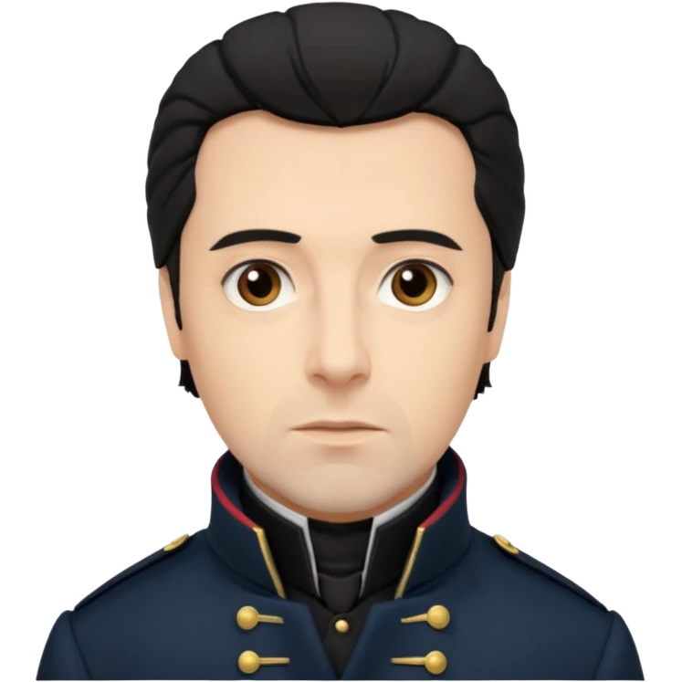 Javert From Les Miserables with light skin, brown eyes, Black Hair, black outfit emoji