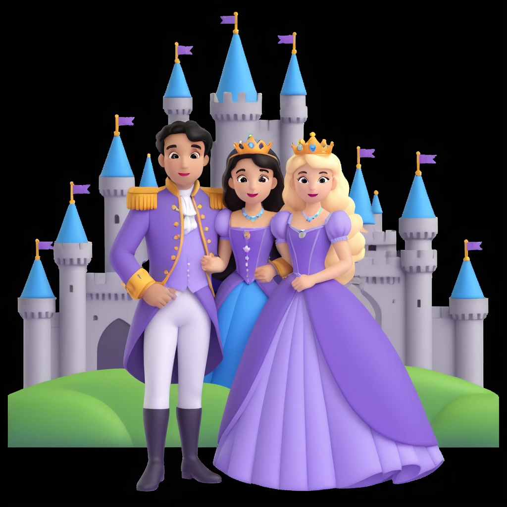 prince and princess Disney dress close up photo in castle background emoji