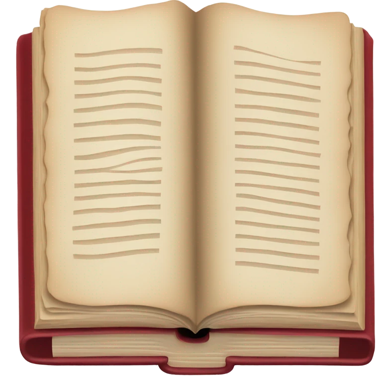Dark red book open, with pages of the book in beige emoji