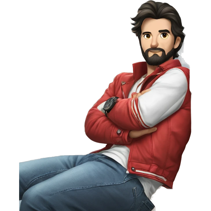 cool guy in red jacket emoji