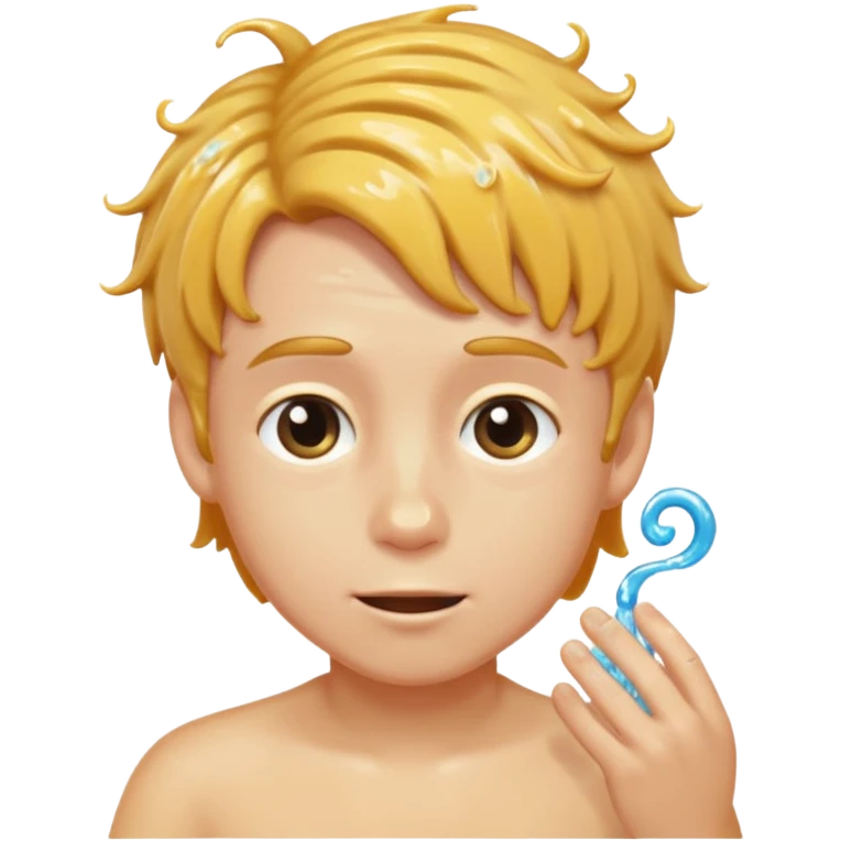 A boy giving herself a swirley emoji