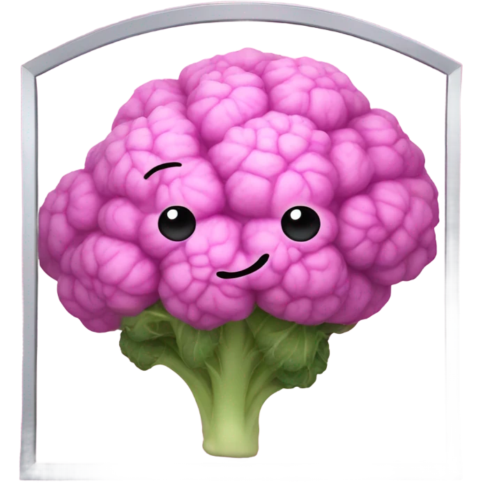 pink cauliflower looking in mirror emoji