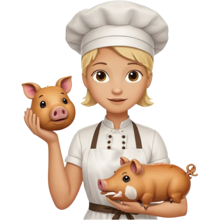 blonde cook pig no hat emoji