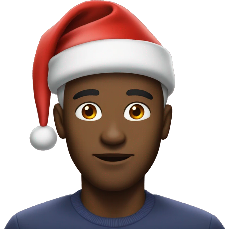 a black man with ultra big jawline and a christmas hat emoji