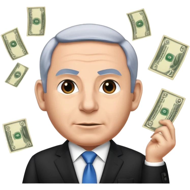 Netanyahu doing a money spread emoji