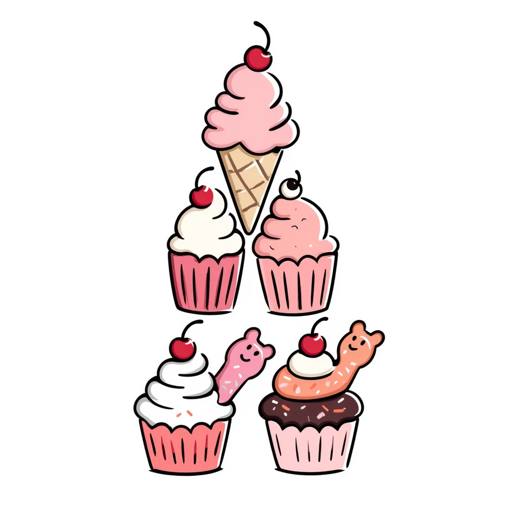 A4 vertical format, high resolution, daydreamy Japanese hand-drawn portrait background, pink candy color palette, with cute sweets and soft gradients, no text, perfect for avatars or printing emoji