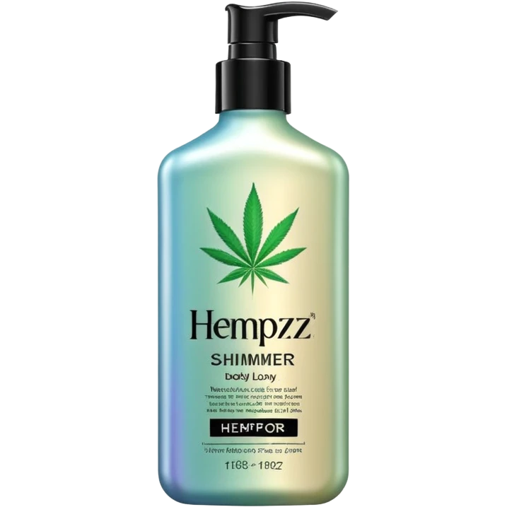 Iridescent shimmer body lotion for women, "HEMPZ" brand, isolated, ultra realistic  emoji