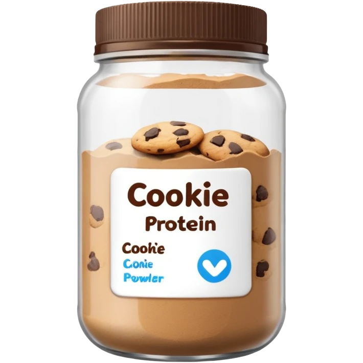 cookie protein powder jar labeled cookie picture icon emoji
